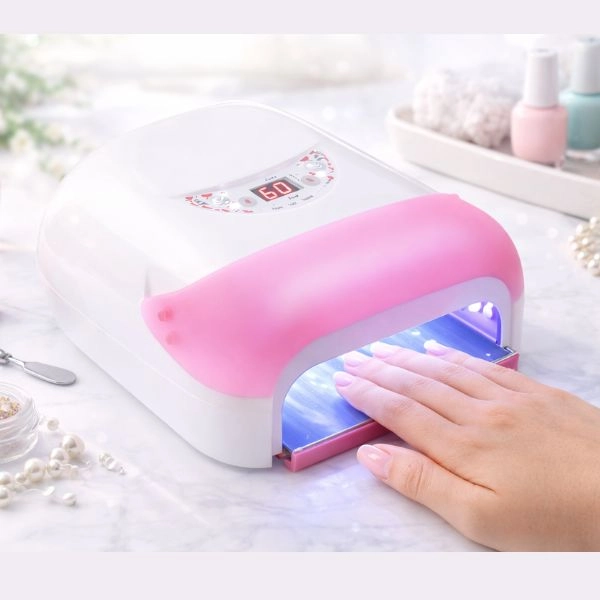Rózsaszín digitális UV lámpa időzítővel és ventillátorral - 36W / lámpa körömre