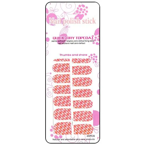 Narancssárga matrica körömre, Channel márka logó