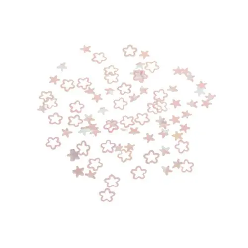 Díszítő konfettik - gyöngyházfényű fehér virágok, körvonalak 
