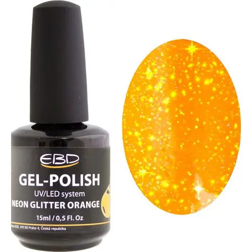 UV gél lakk - NEON GLITTER ORANGE 237, 15ml/gél lakk készítés