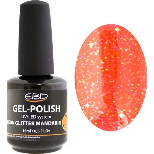 UV gél lakk - NEON GLITTER MANDARIN 231, 15ml/gél lakk készítés