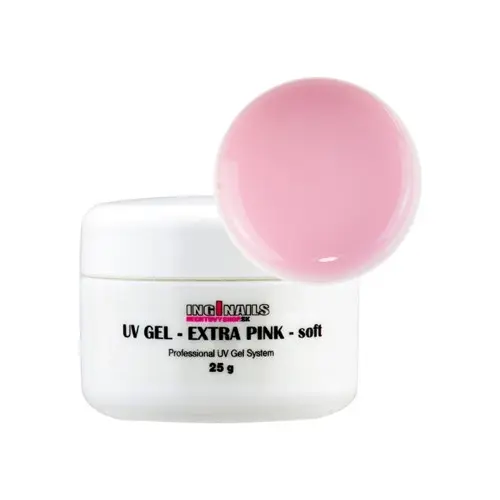 UV zselé Inginails - Extra Pink Soft, 25g/műköröm építő zselé