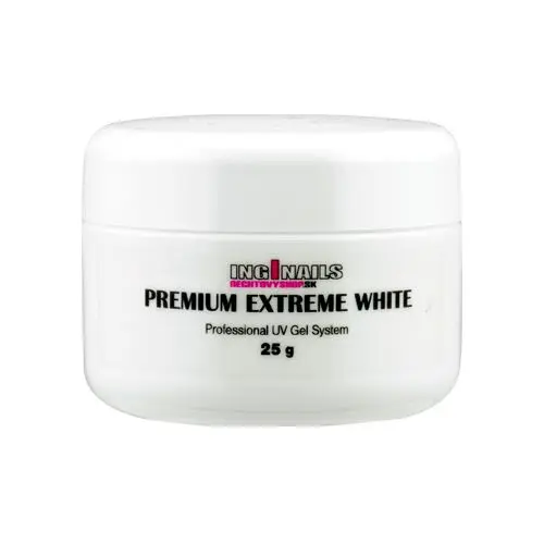 UV zselé Inginails - Premium Extreme White, 25g/műköröm építő zselé