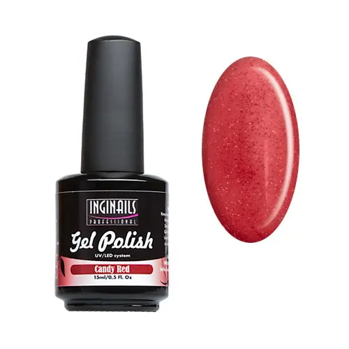 UV gél lakk Inginails Professional 15ml - Candy Red/gél lakk készítés