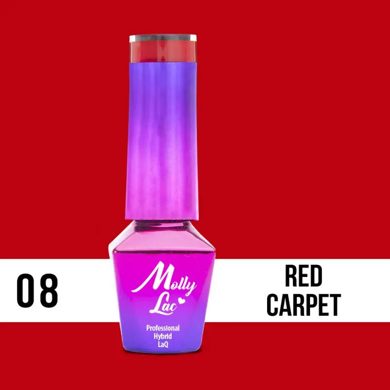 MOLLY LAC gél lakk Hearts and Kisses - Red Carpet 08, 10ml/gél lakk készítés