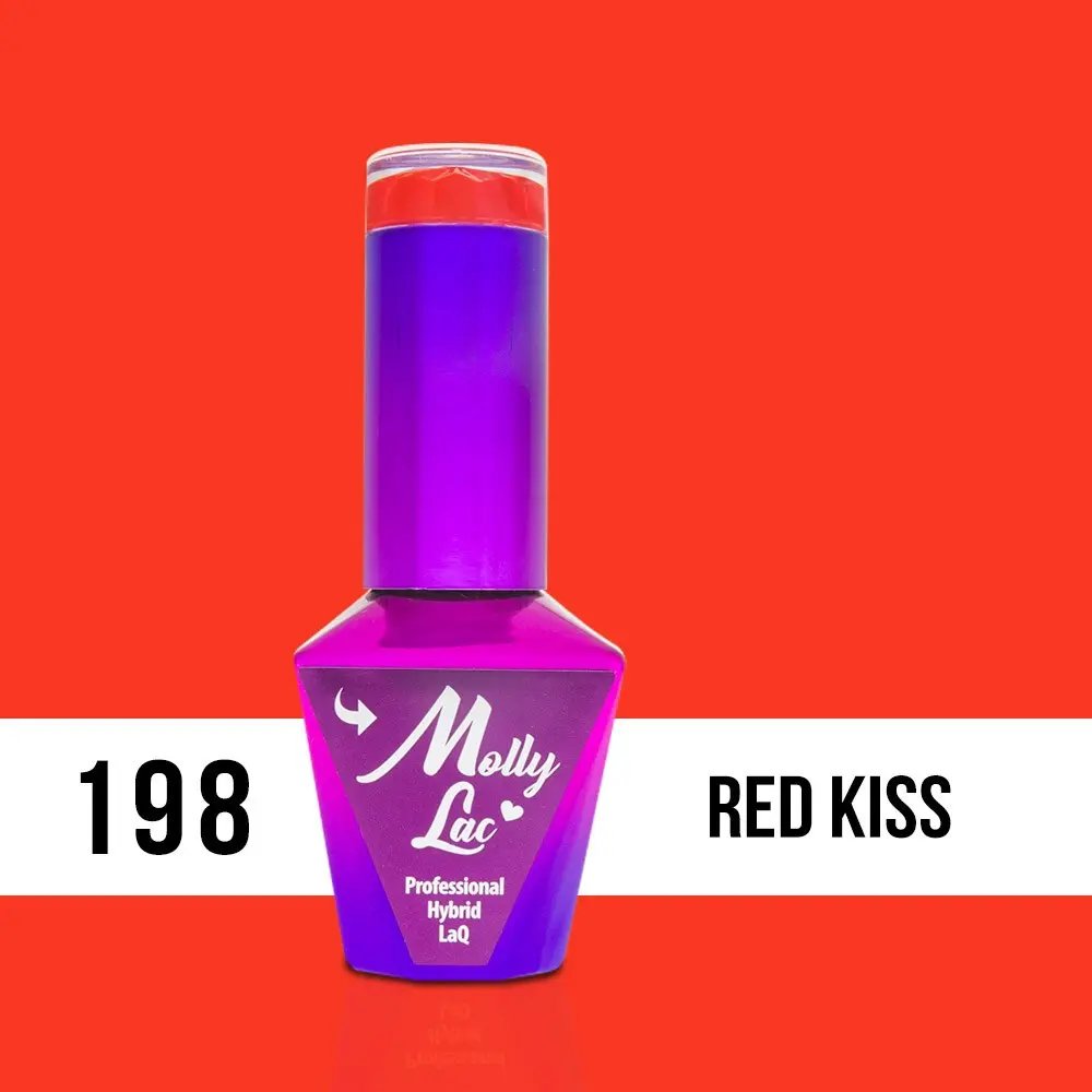 MOLLY LAC gél lakk Hearts and Kisses Red Kiss 198, 10ml/gél lakk készítés