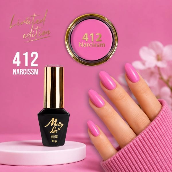 Gél lakk, UV/LED Molly Lac - Narcism 412, 10ml/gél lakk készítés