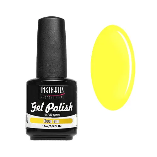 UV/LED színes gél lakk Inginails Professional 15ml - Neon Sun /gél lakk készítés