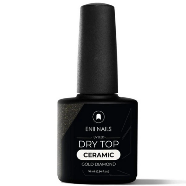 No wipe Top Coat - Dry Top Ceramic arany csillámmal, 10ml