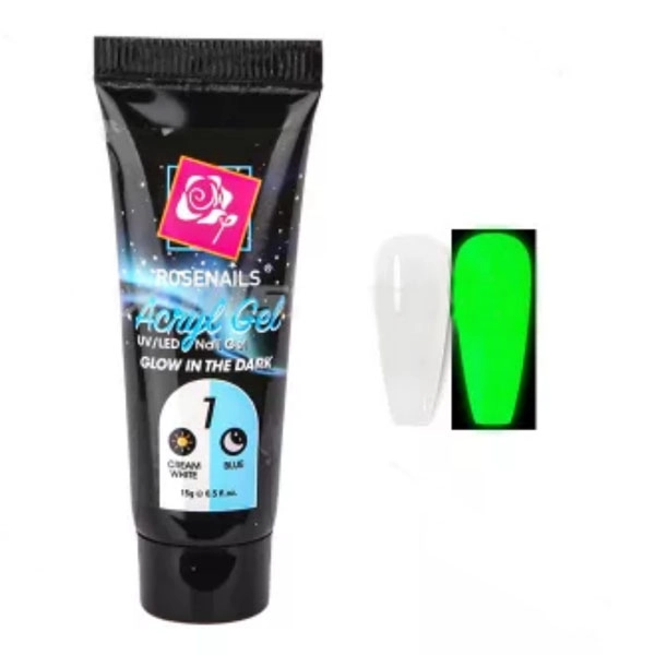 Színes polygél - Glow in the dark CREAM WHITE/BLUE no.01, 15g