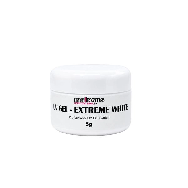 UV zselé Inginails - Extreme White, 5g/műköröm építő zselé