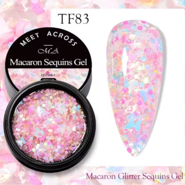 LED UV színes zselé - Macaron glitter, Pink 8ml