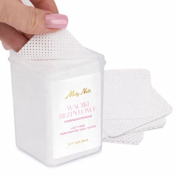 Perforált körömlakklemosó pamut törlőkendők - fehér, 200db