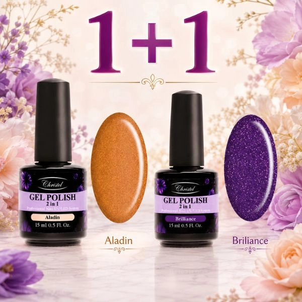 Christel 2 az 1-ben gél lakk – Brilliance 15 ml + AJÁNDÉK Aladin gél lakk, 15 ml