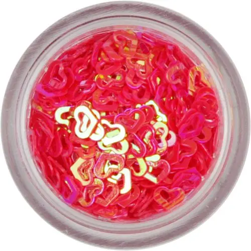 Körömdíszek - korall színű szívecskék