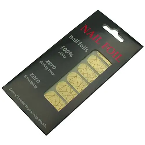 Körömmatrica - arany színű, piros csíkokkal (SNF046)