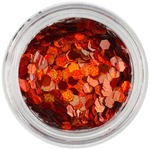 Narancssárgás piros hatszögek - holografikus