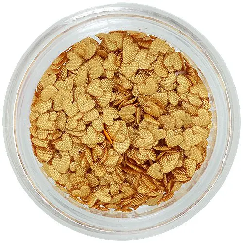 Textil körömdíszek - bézs színű szívecskék