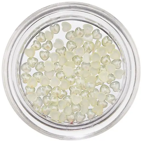 Körömdíszítésre szolgáló, világossárga szívecskék, gyöngyház