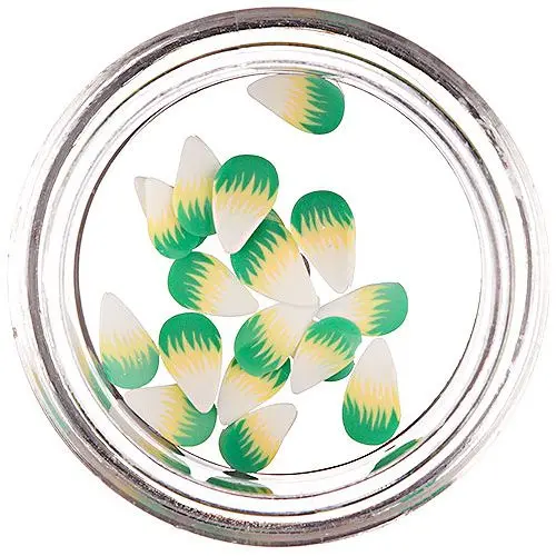 Fehér-sárga-zöld fimo cseppek - szeletek